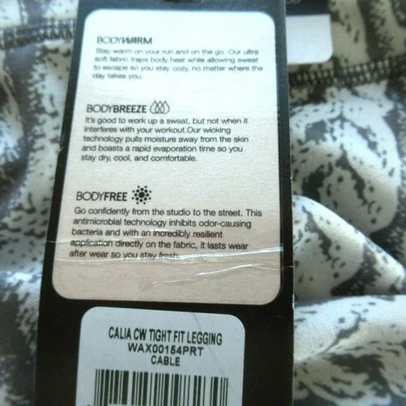 New Calia Carrie Underwood Tight Fit Leggings L Large Gray Cable Print - Picture 8 of 9